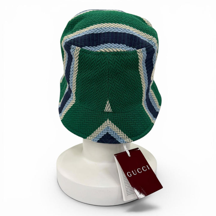 Pristine GUCCI hat Logo embroidery herringbone pattern bucket Green L 832064