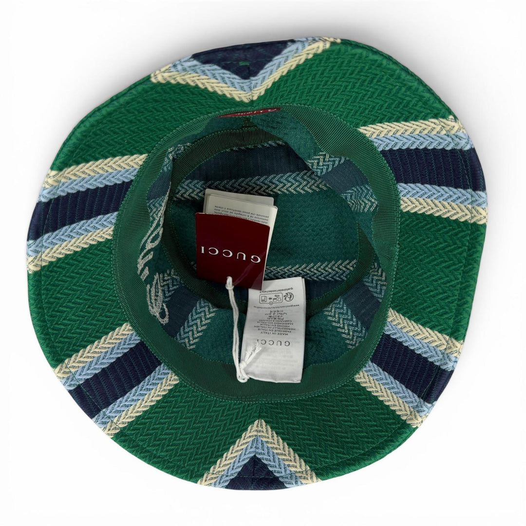 Pristine GUCCI hat Logo embroidery herringbone pattern bucket Green L 832064