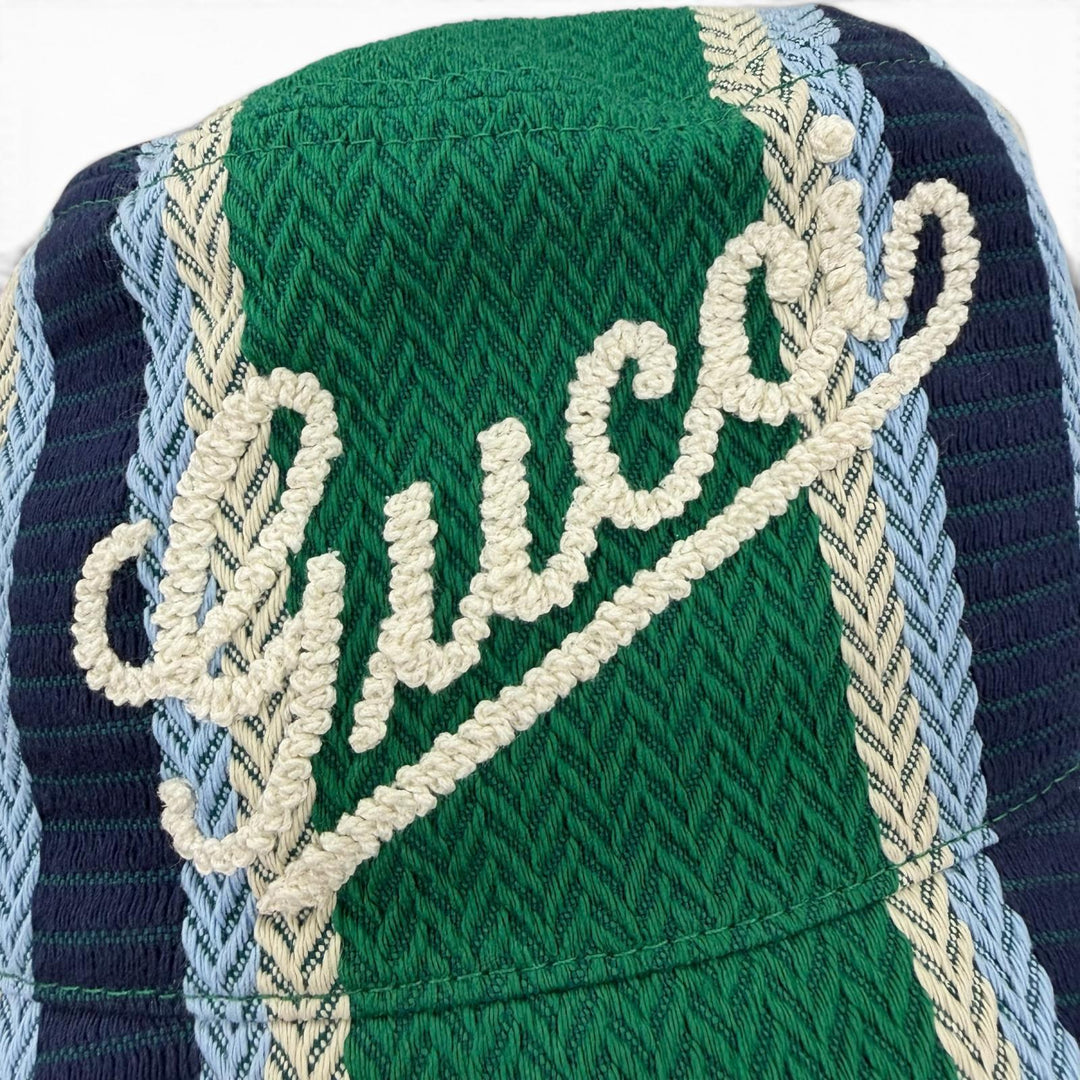 Pristine GUCCI hat Logo embroidery herringbone pattern bucket Green L 832064