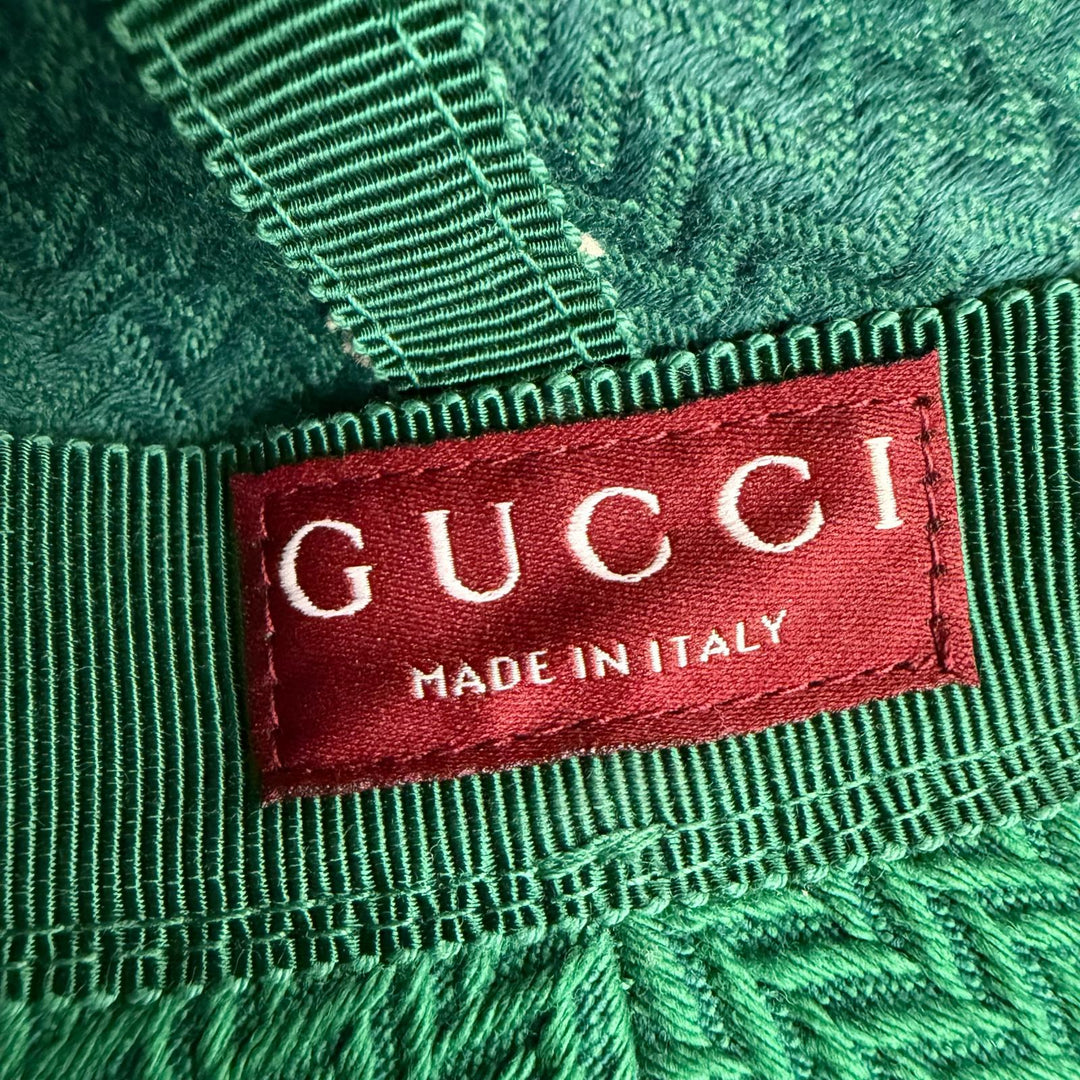 Pristine GUCCI hat Logo embroidery herringbone pattern bucket Green L 832064