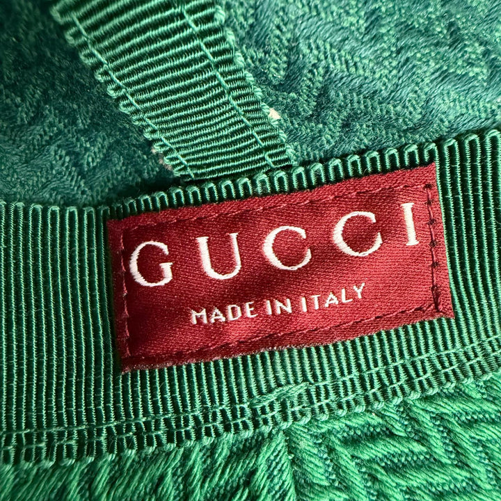 Pristine GUCCI hat Logo embroidery herringbone pattern bucket Green L 832064