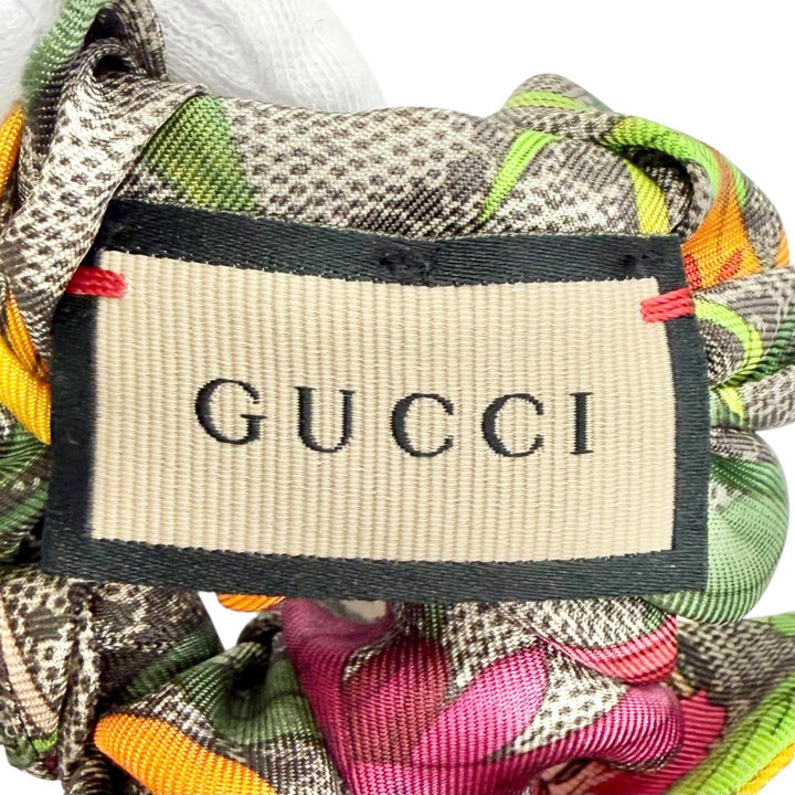 Pristine GUCCI GG Sherry Line Flower Ribbon Scrunchie (Set of 2) 765564 3G001