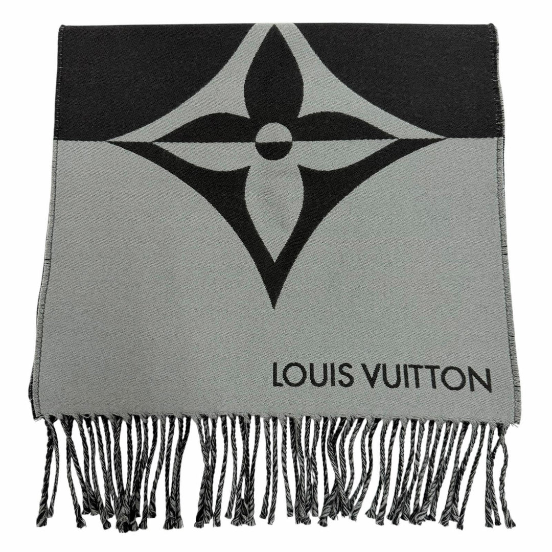 Excellent LOUIS VUITTON Scarf Muffler Graphic Dual wool mens M79097