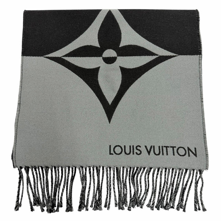 Excellent LOUIS VUITTON Scarf Muffler Graphic Dual wool mens M79097