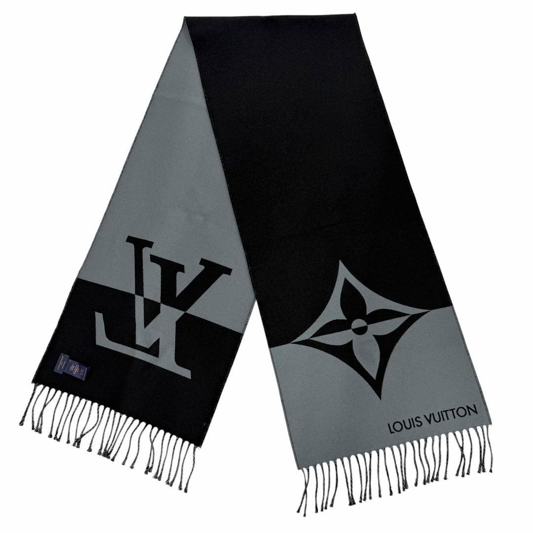 Excellent LOUIS VUITTON Scarf Muffler Graphic Dual wool mens M79097