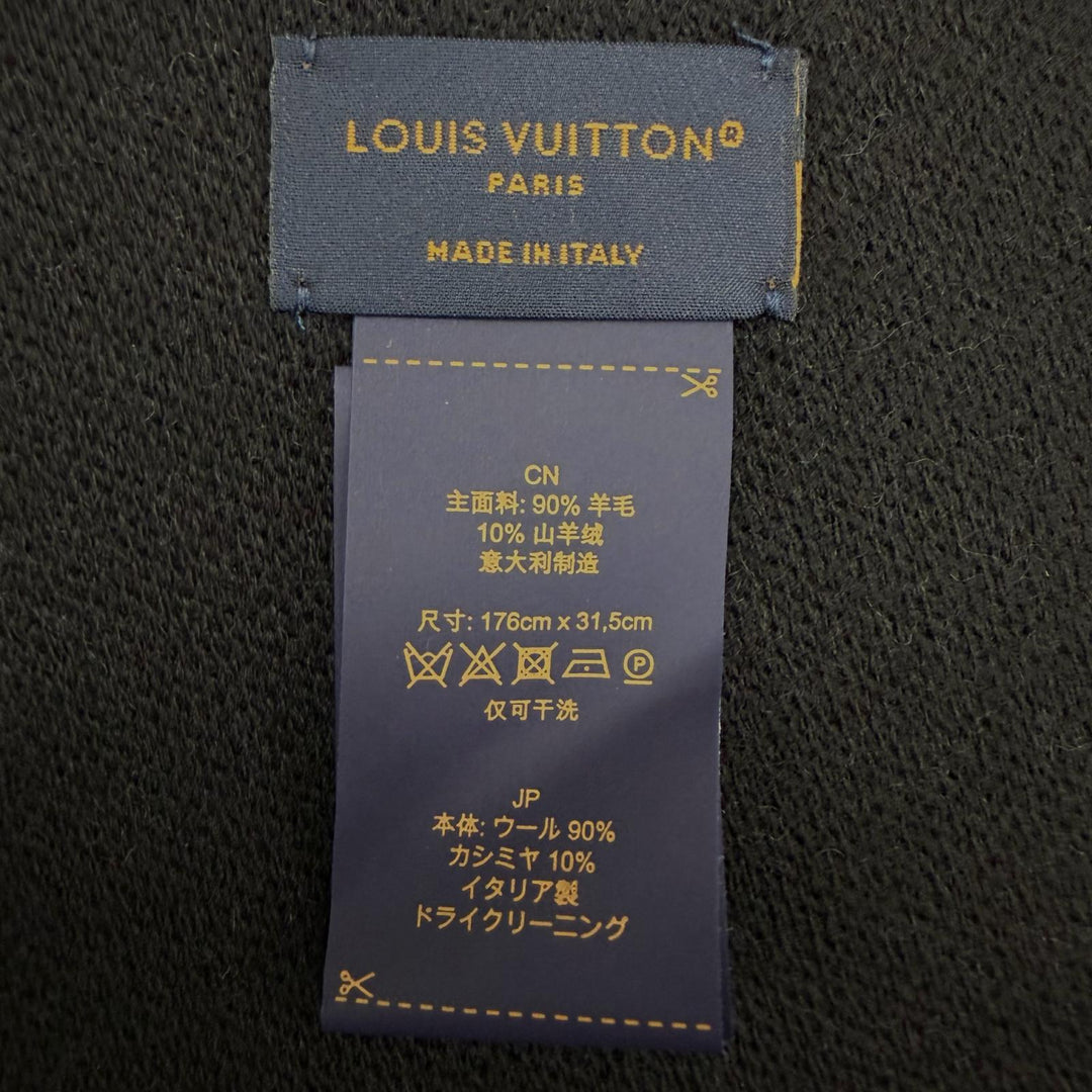 Excellent LOUIS VUITTON Scarf Muffler Graphic Dual wool mens M79097