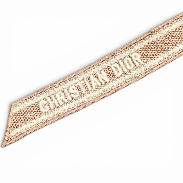 Pristine Christian Dior Dior Twist Logo Embroidery Ribbon Barrette pink