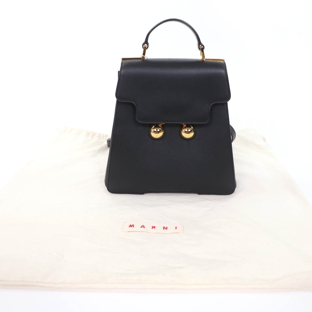 Excellent MARNI Handbag Trancaloo 2-Way Mini Backpack black leather ZAMP0018U0
