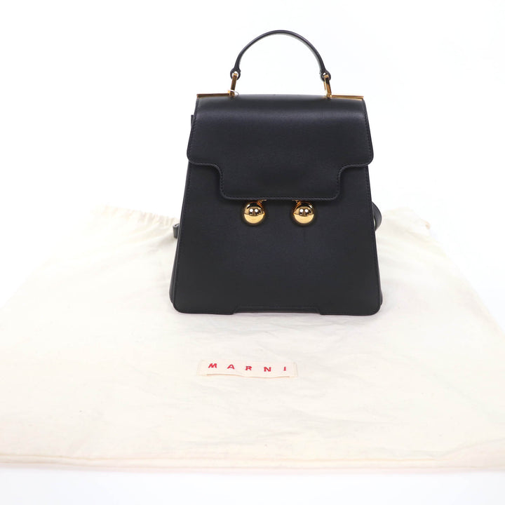 Excellent MARNI Handbag Trancaloo 2-Way Mini Backpack black leather ZAMP0018U0