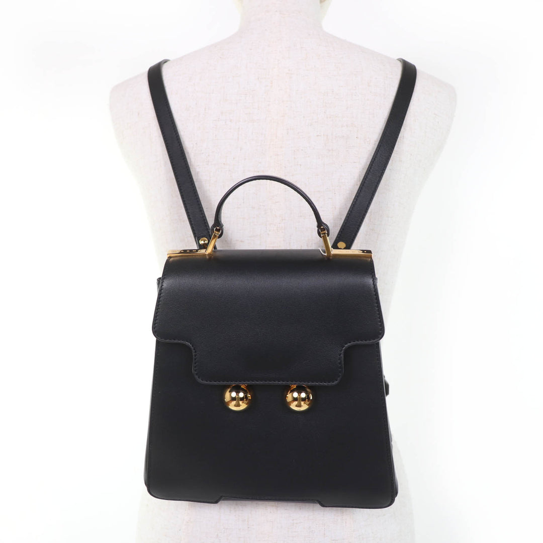 Excellent MARNI Handbag Trancaloo 2-Way Mini Backpack black leather ZAMP0018U0