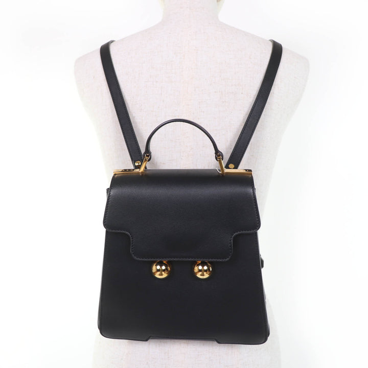 Excellent MARNI Handbag Trancaloo 2-Way Mini Backpack black leather ZAMP0018U0