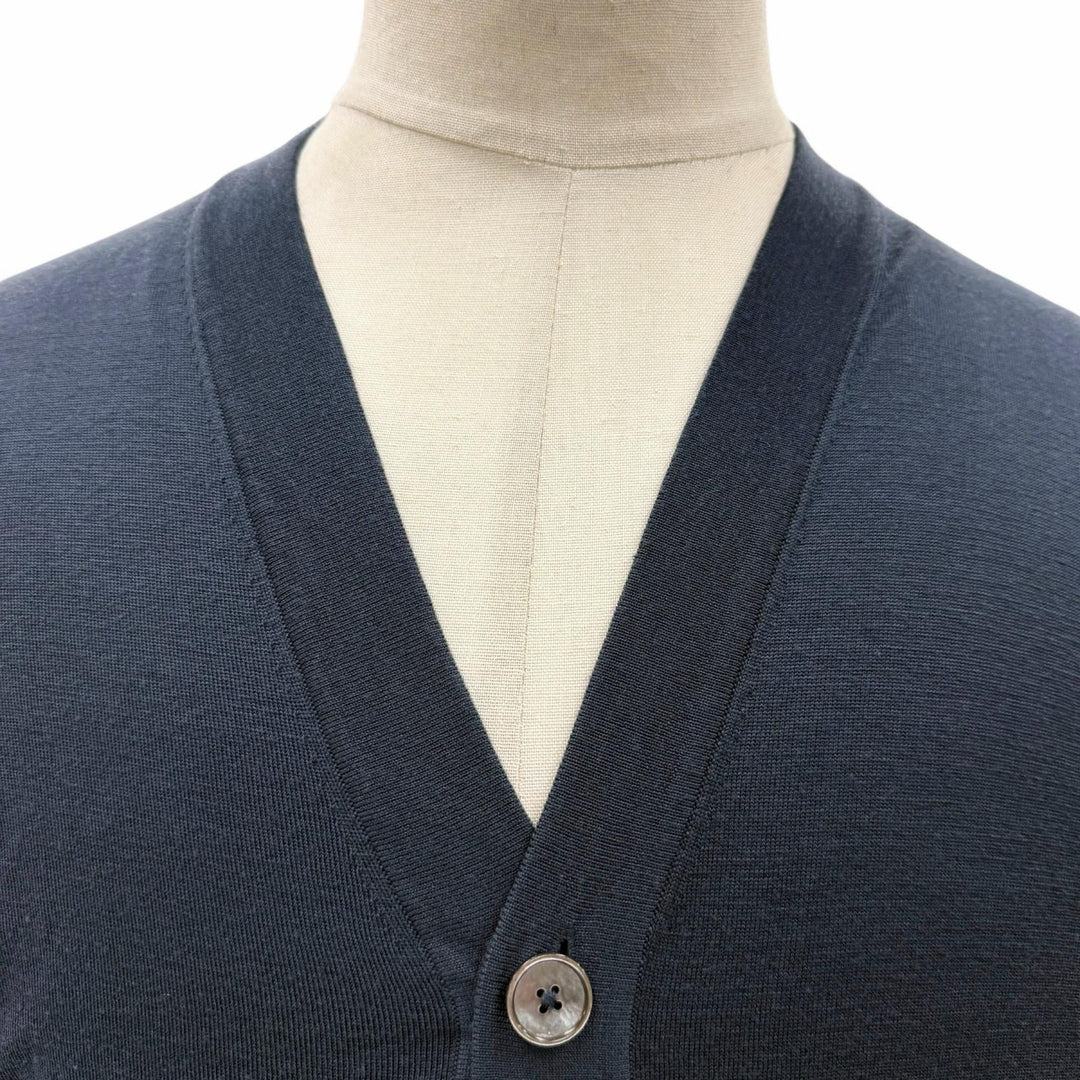 Great HERMES cardigan V-neck high gauge knit Navy wool mens M