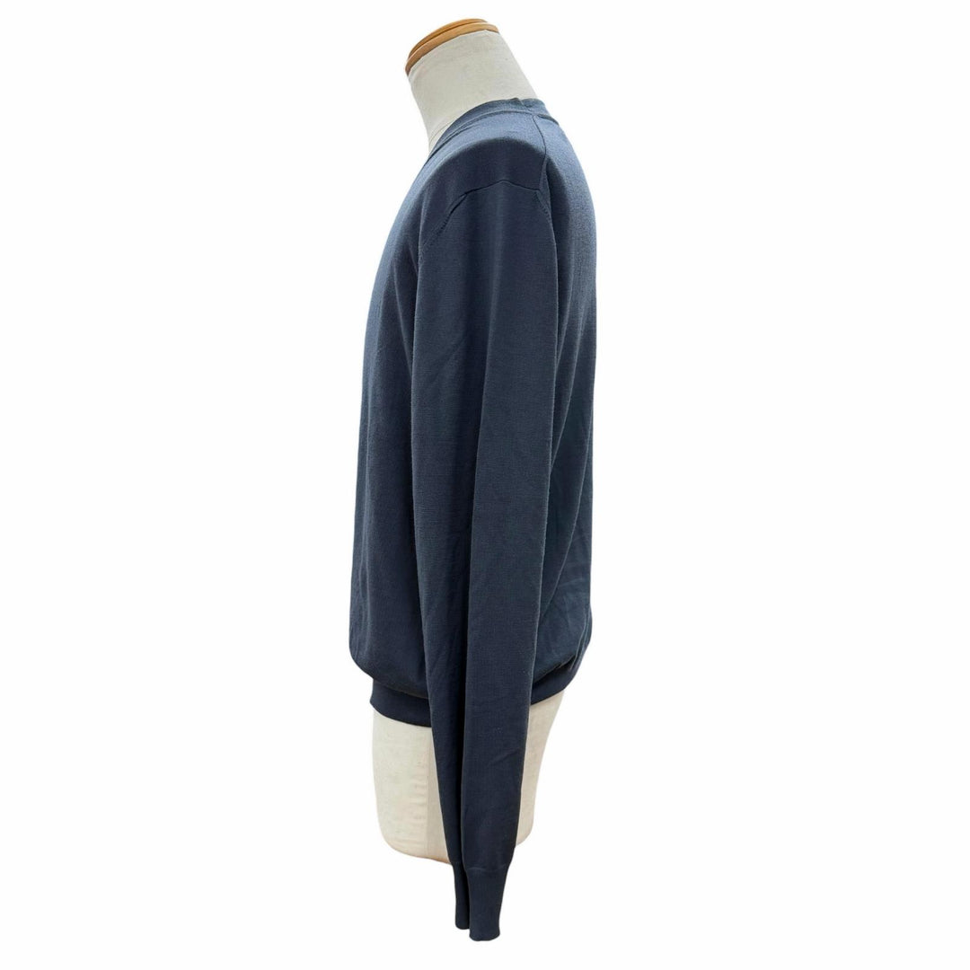 Great HERMES cardigan V-neck high gauge knit Navy wool mens M