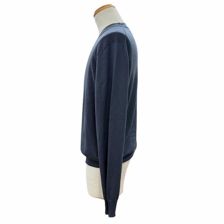 Great HERMES cardigan V-neck high gauge knit Navy wool mens M