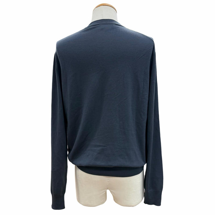 Great HERMES cardigan V-neck high gauge knit Navy wool mens M