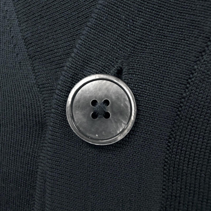 Great HERMES cardigan V-neck high gauge knit Navy wool mens M