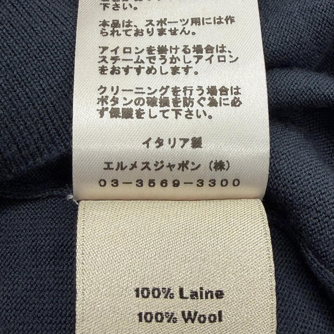 Great HERMES cardigan V-neck high gauge knit Navy wool mens M