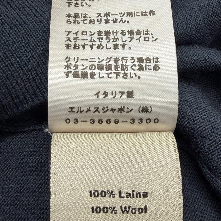 Great HERMES cardigan V-neck high gauge knit Navy wool mens M