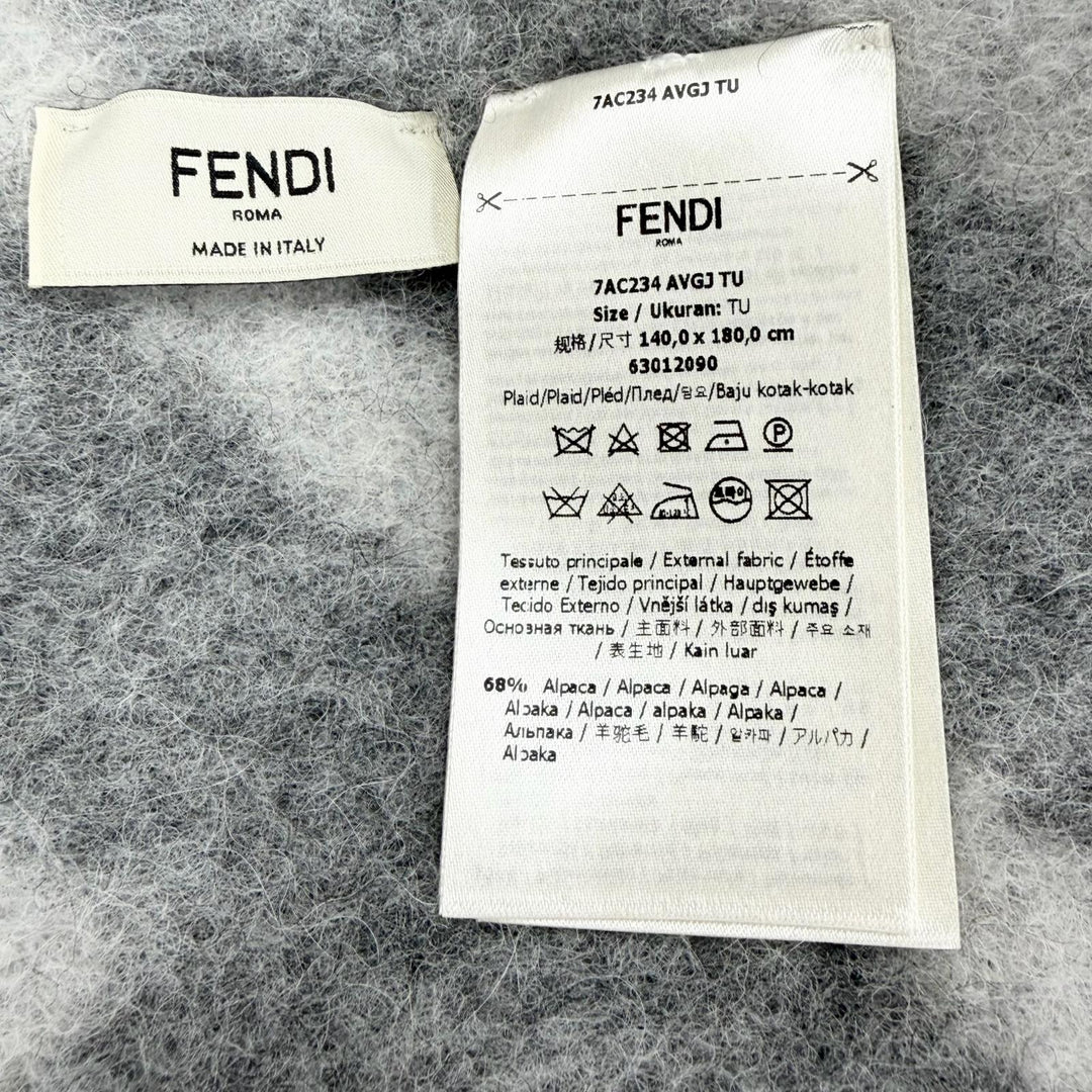 Great FENDI FF logo all-over print fringe blanket/throw gray alpaca Women