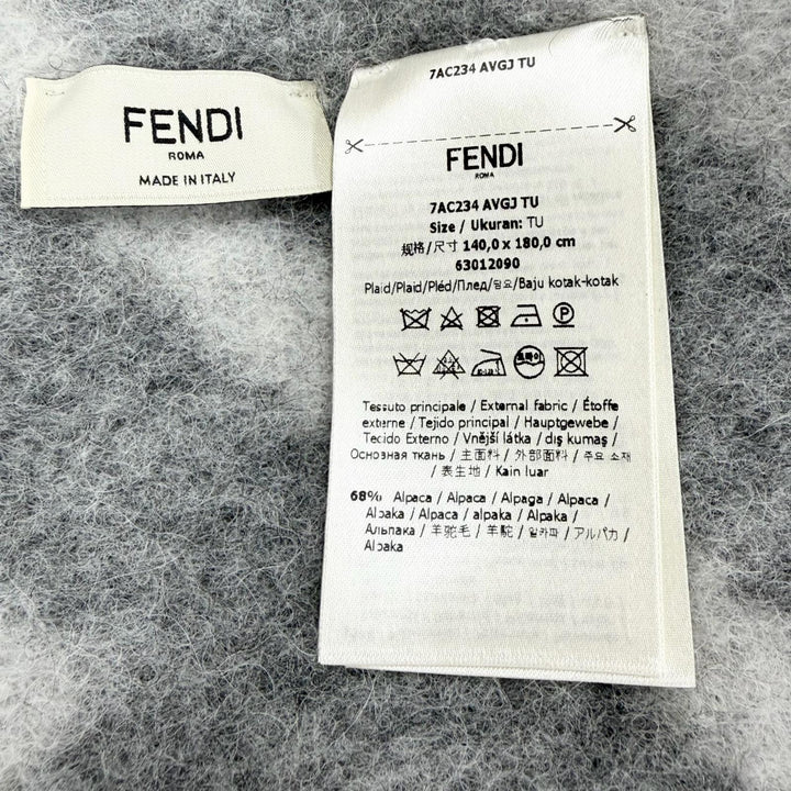 Great FENDI FF logo all-over print fringe blanket/throw gray alpaca Women