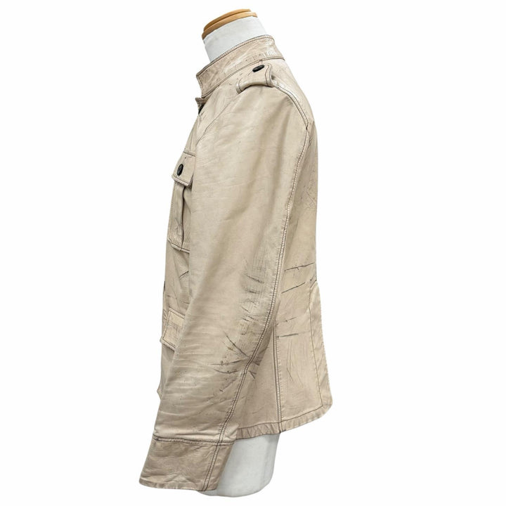 Great YVES SAINT LAURENT leather jacket beige Cowhide mens 46 093929
