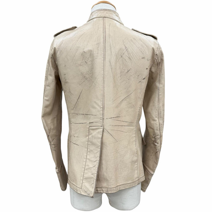 Great YVES SAINT LAURENT leather jacket beige Cowhide mens 46 093929