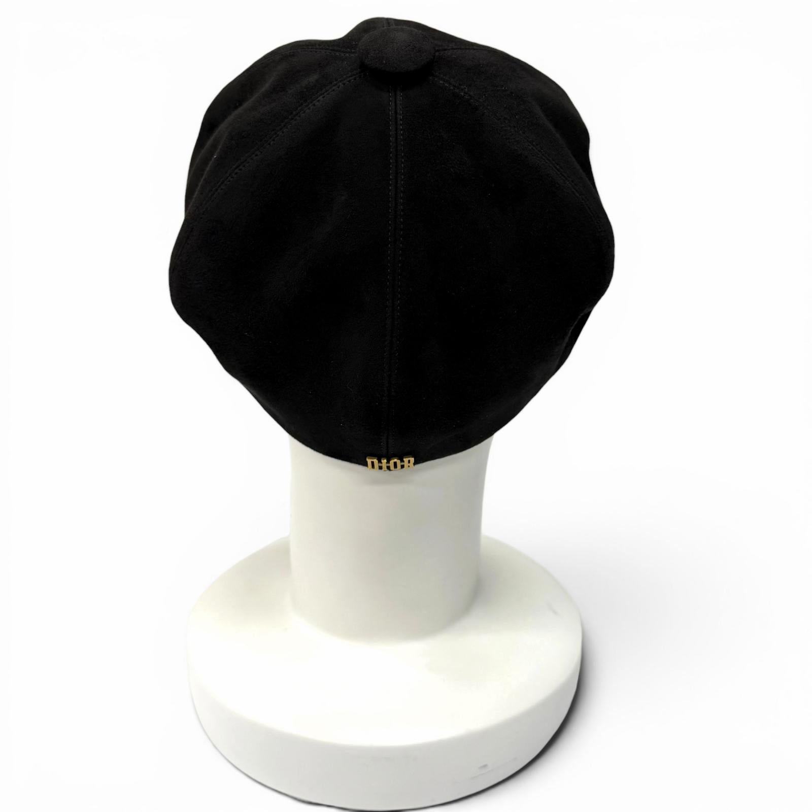 Great Christian Dior Casquette black Goat leather Women 58