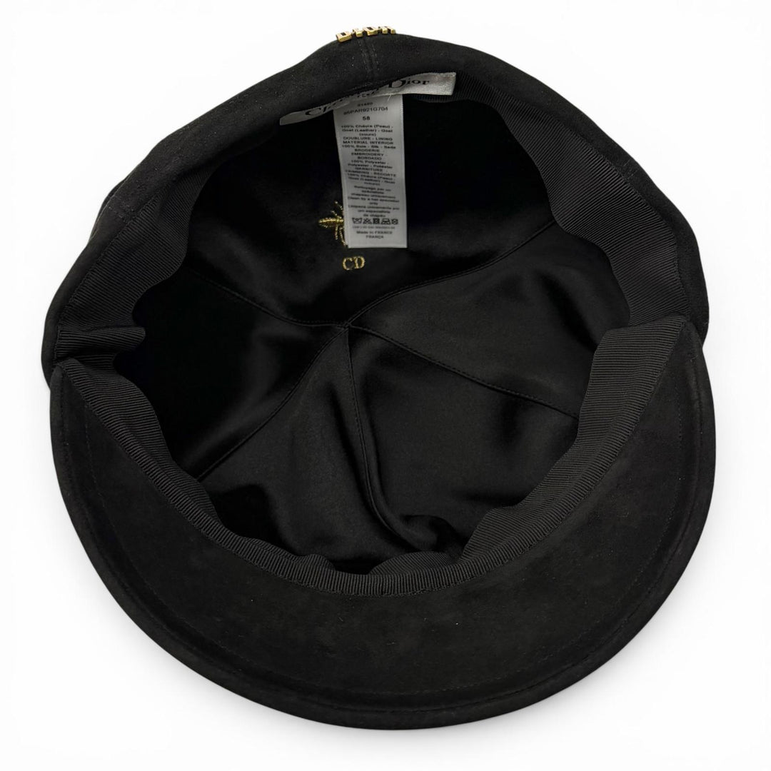 Great Christian Dior Casquette black Goat leather Women 58 85PAR921G704
