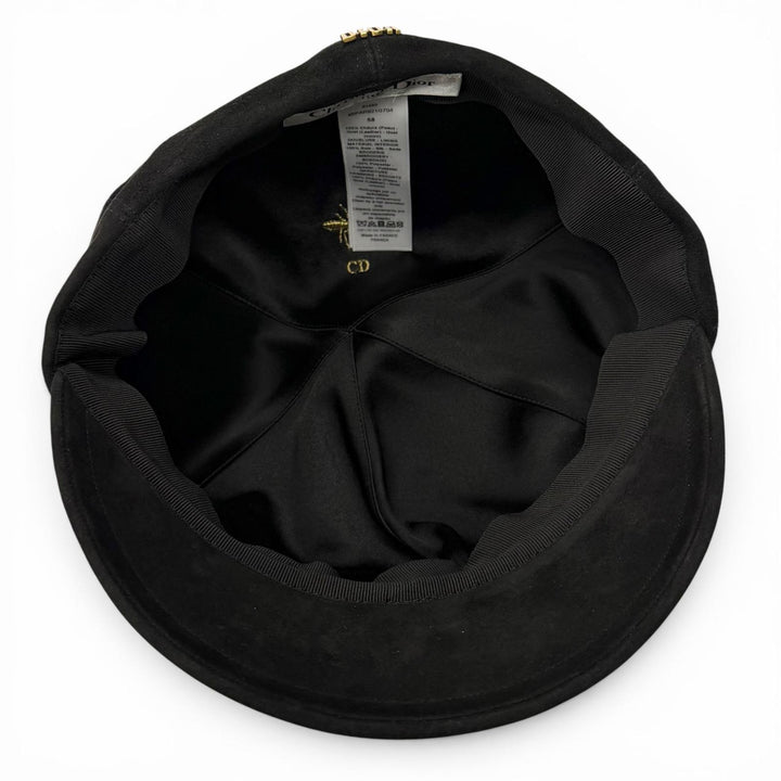 Great Christian Dior Casquette black Goat leather Women 58 85PAR921G704