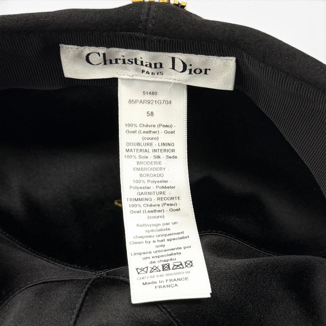Great Christian Dior Casquette black Goat leather Women 58 85PAR921G704