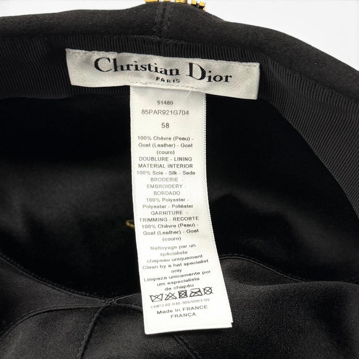 Great Christian Dior Casquette black Goat leather Women 58 85PAR921G704
