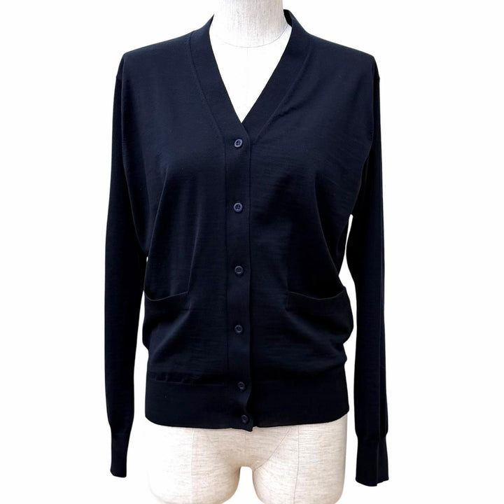 Excellent PRADA cardigan Plain V-neck long-sleeved knit Virgin wool 36 DNA00S