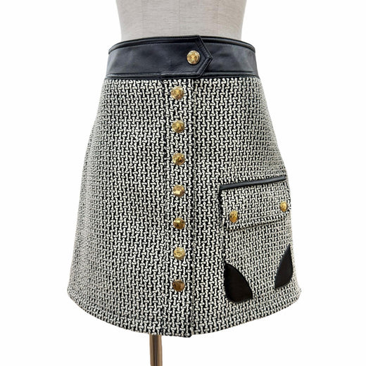 Pristine LOUIS VUITTON Tweed skirt black wool Women 36