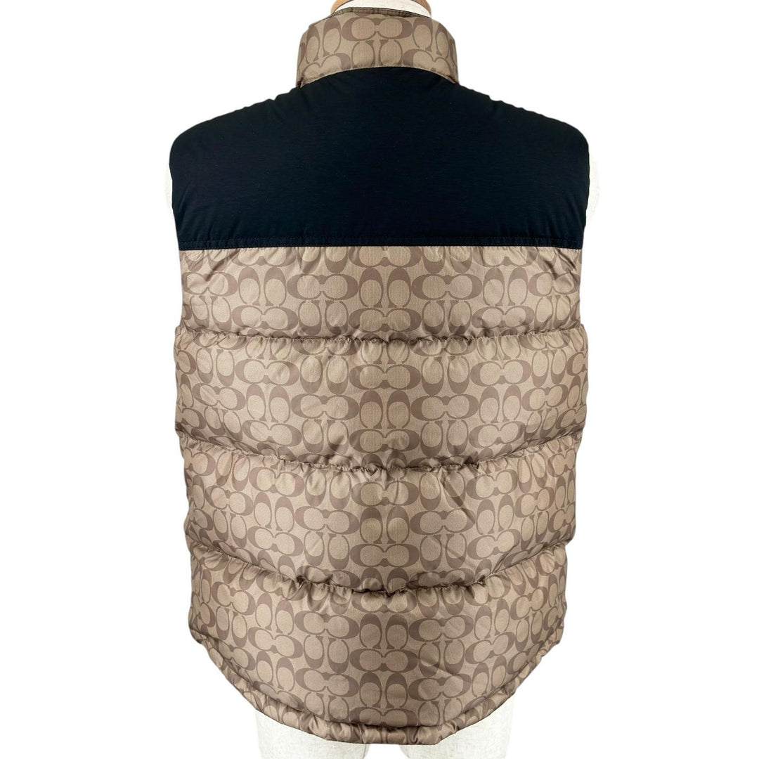 Excellent COACH Down vest Two-tone Signature logo button beige polyester CG625