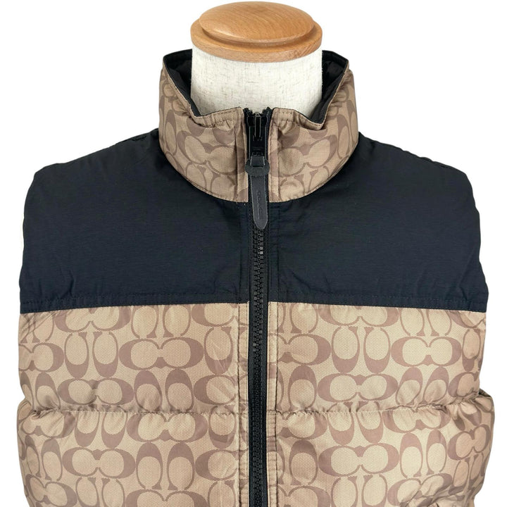 Excellent COACH Down vest Two-tone Signature logo button beige polyester CG625