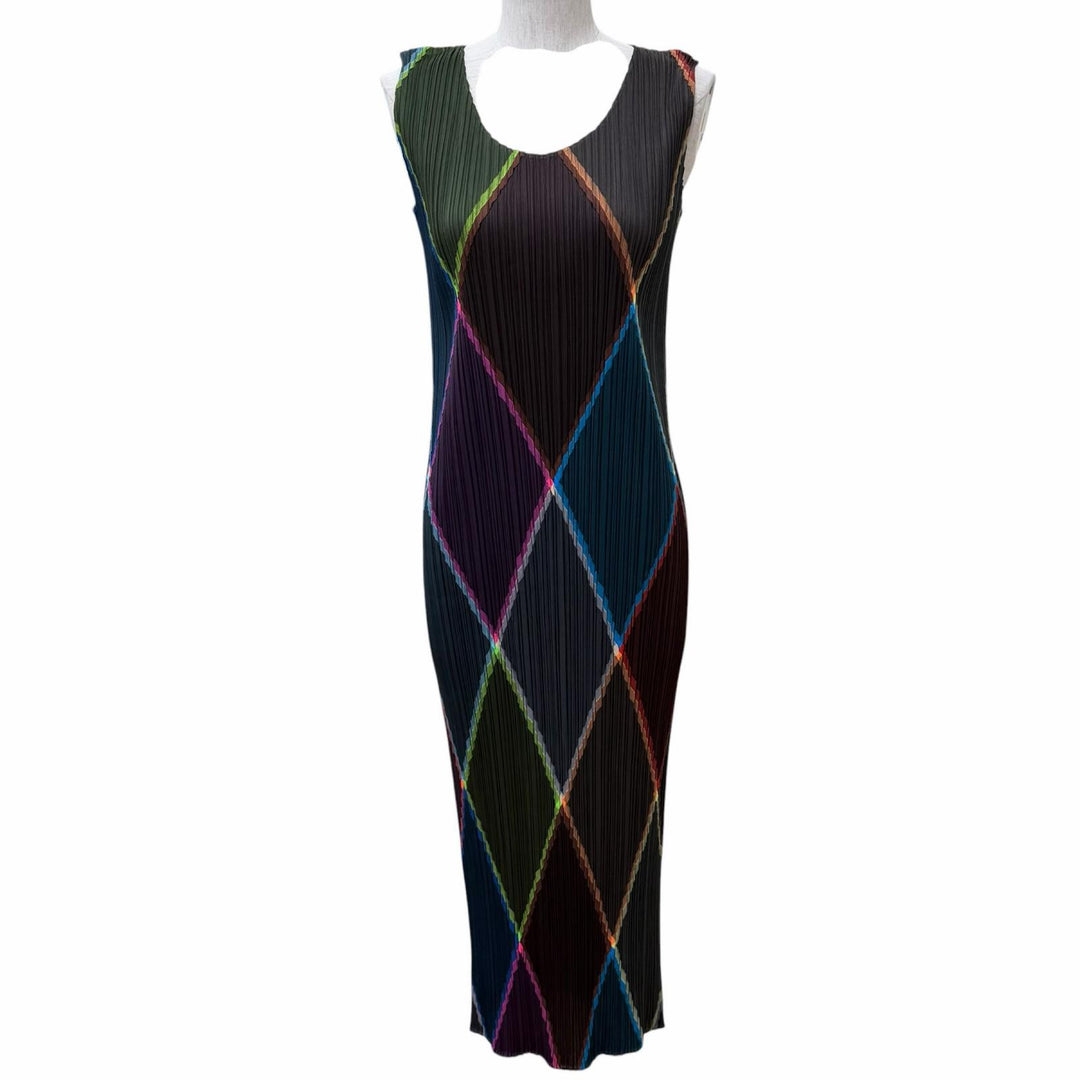 Excellent PLEATS PLEASE one piece Sleeveless Dress Multicolor 1 PP64-JH121