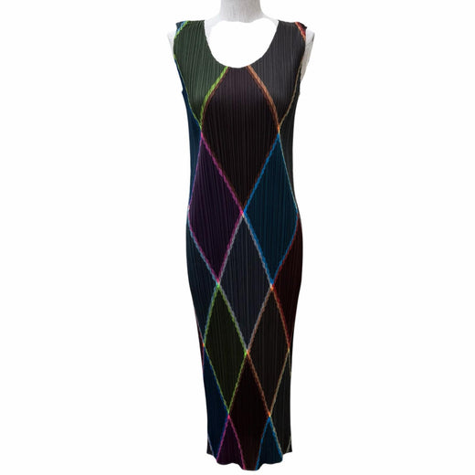 Excellent PLEATS PLEASE one piece Sleeveless Dress Multicolor 1 PP64-JH121