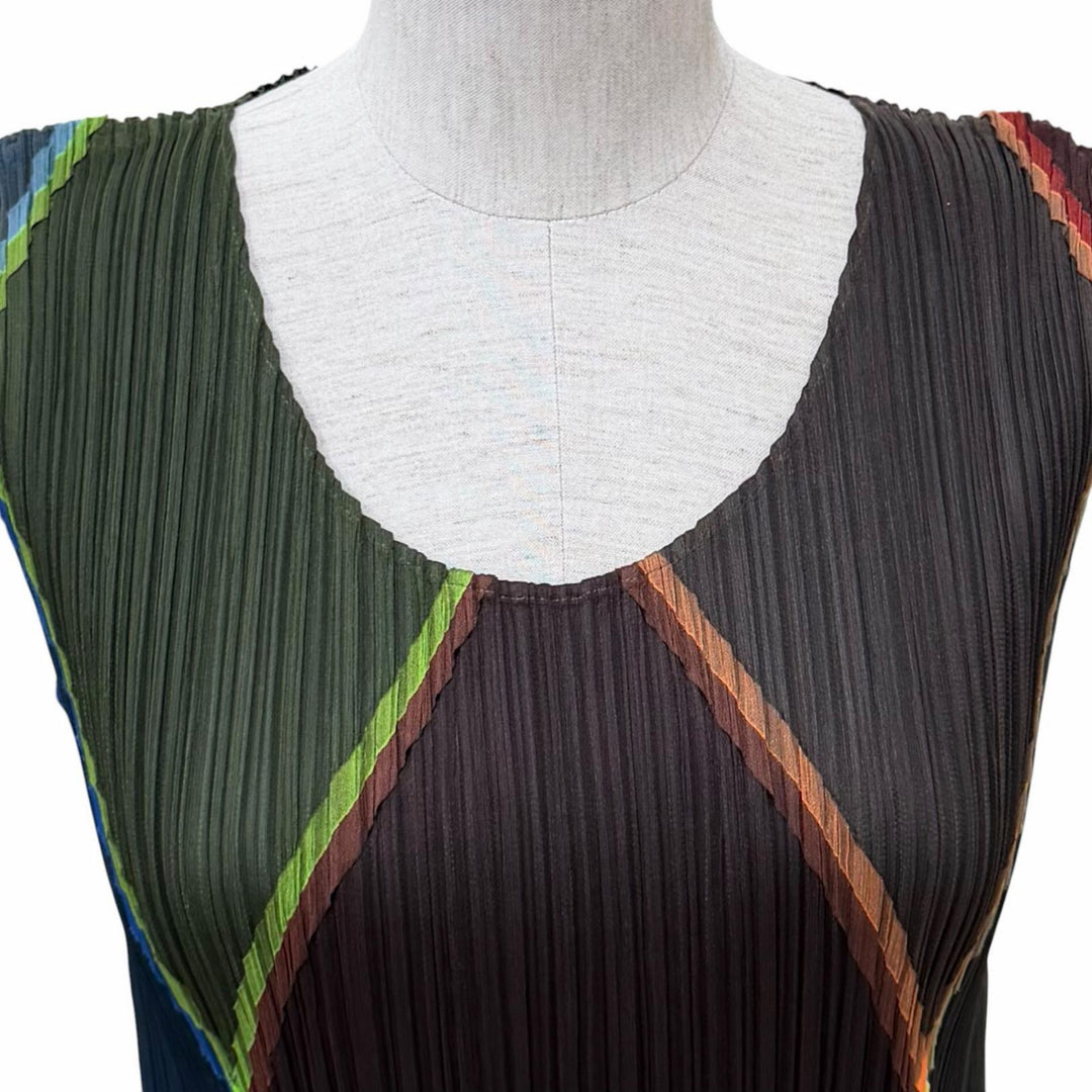 Excellent PLEATS PLEASE one piece Sleeveless Dress Multicolor 1 PP64-JH121