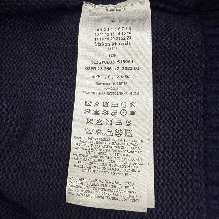 Excellent Maison Margiela 14 cardigan Navy wool mens L SI1Gold Plated0003