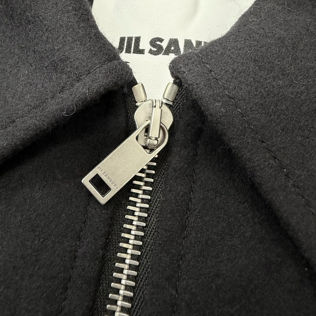Great JIL SANDER+ Blouson Half zip jacket black wool mens 48 J47DL0150