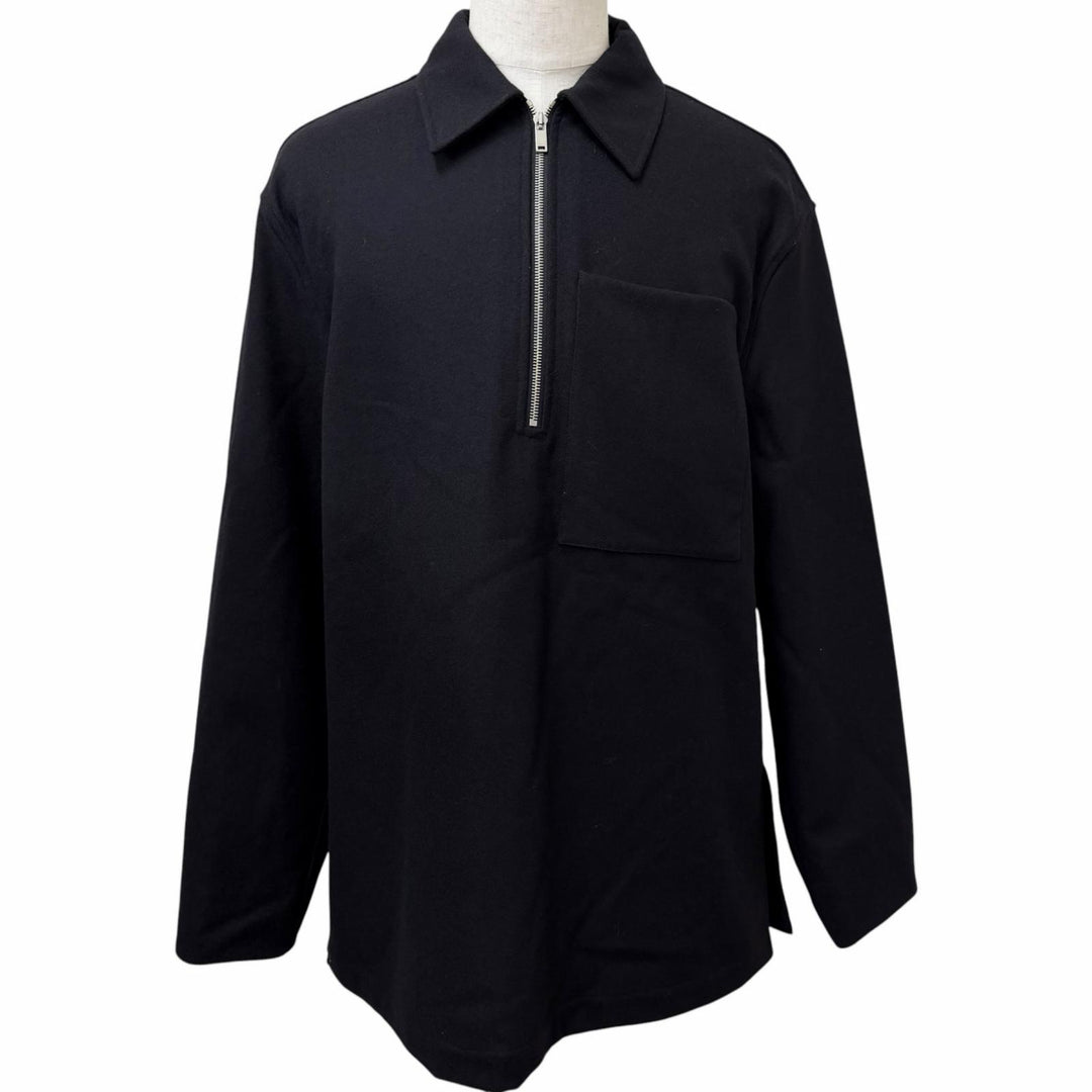 Great JIL SANDER+ Blouson Half zip jacket black wool mens 48 J47DL0150