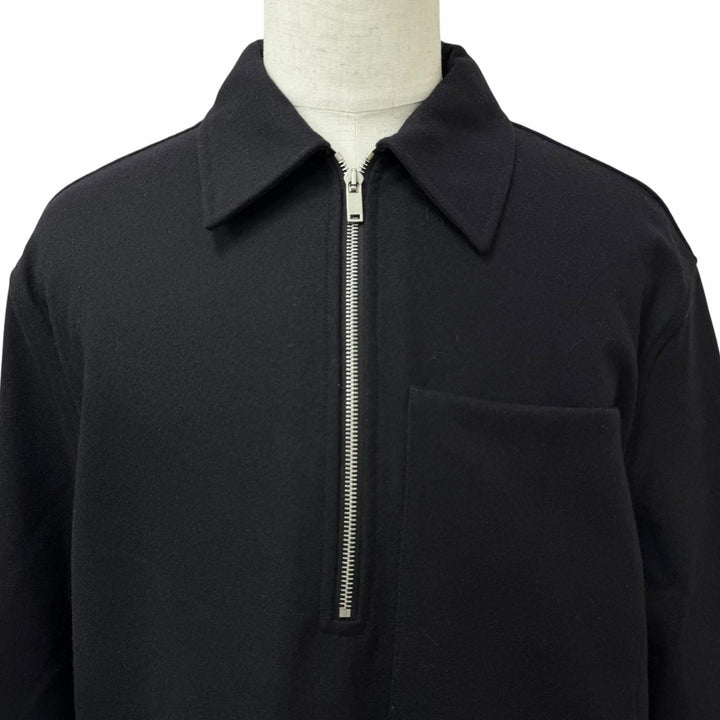 Great JIL SANDER+ Blouson Half zip jacket black wool mens 48 J47DL0150