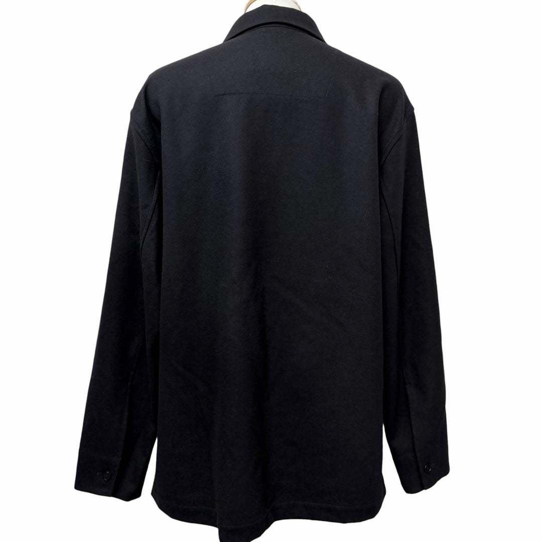 Great JIL SANDER+ Blouson Half zip jacket black wool mens 48 J47DL0150