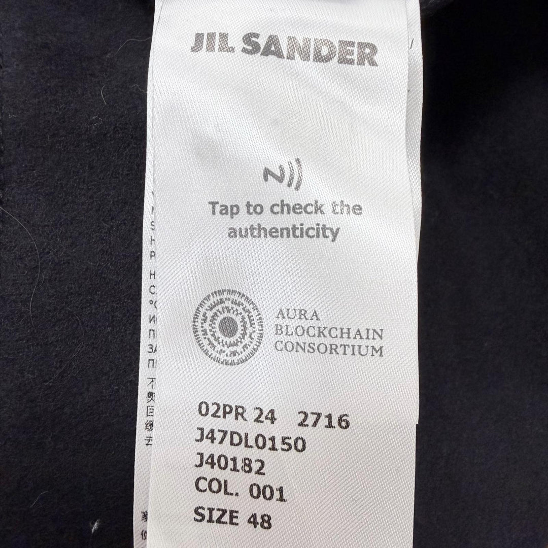 Great JIL SANDER+ Blouson Half zip jacket black wool mens 48 J47DL0150