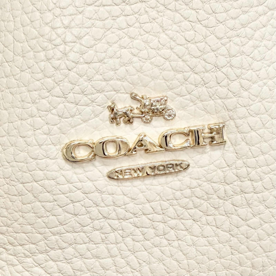 Excellent COACH Backpack Daypack Logo Turnlock Leather Ivory leather Women 37581