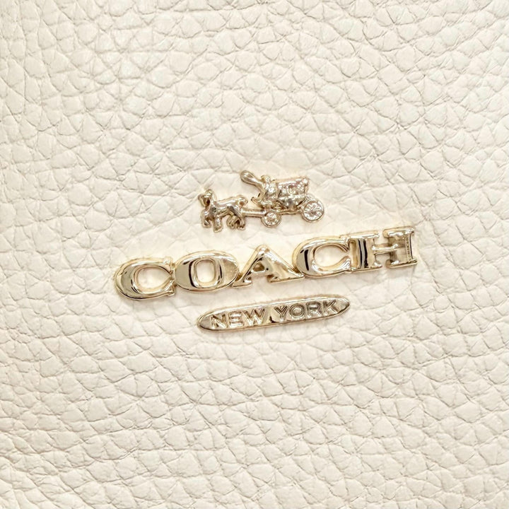 Excellent COACH Backpack Daypack Logo Turnlock Leather Ivory leather Women 37581