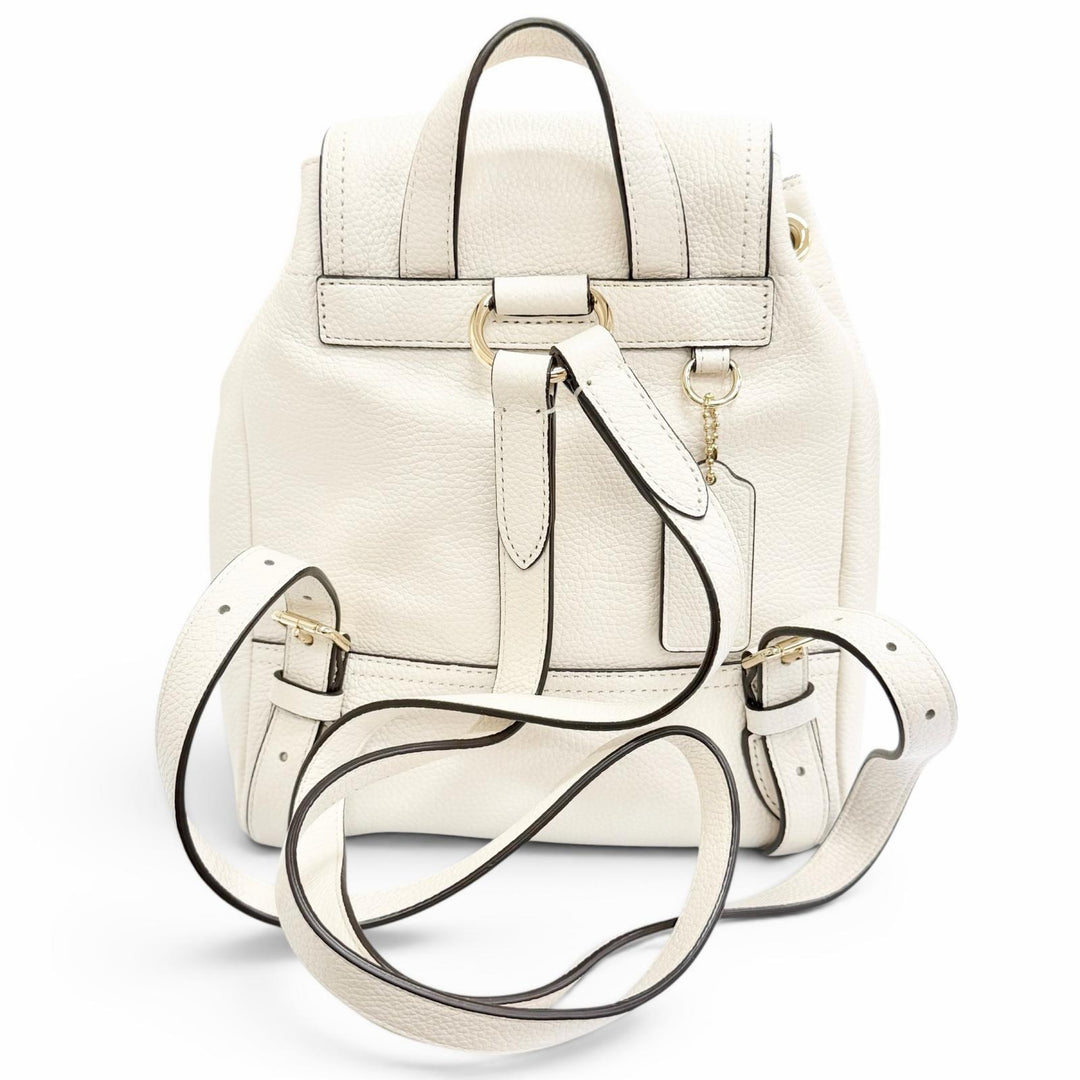Excellent COACH Backpack Daypack Logo Turnlock Leather Ivory leather Women 37581
