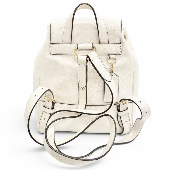 Excellent COACH Backpack Daypack Logo Turnlock Leather Ivory leather Women 37581