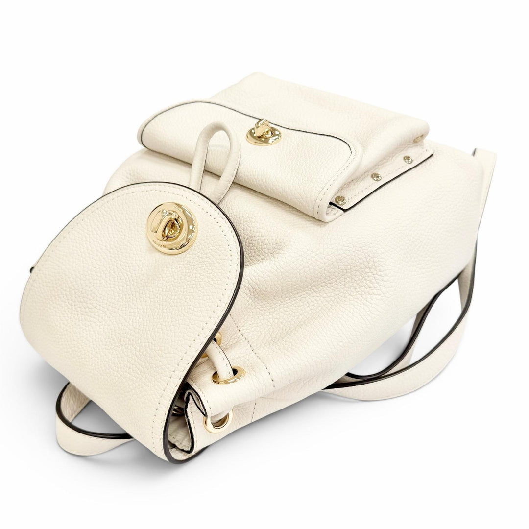 Excellent COACH Backpack Daypack Logo Turnlock Leather Ivory leather Women 37581