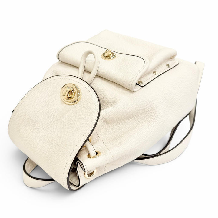 Excellent COACH Backpack Daypack Logo Turnlock Leather Ivory leather Women 37581